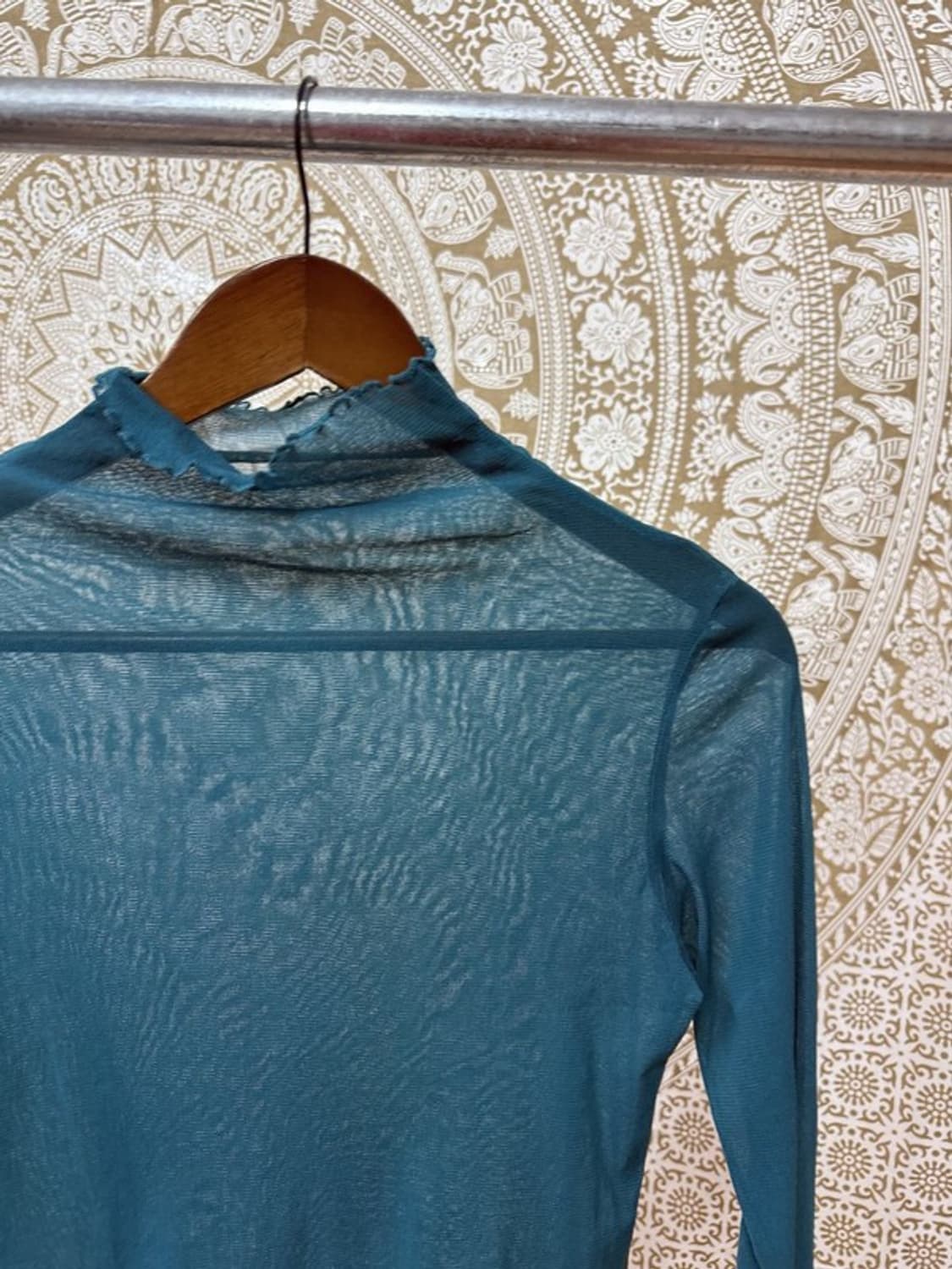 빈티지 여성 아쿠아블루 시스루 롱슬리브 상품이미지4