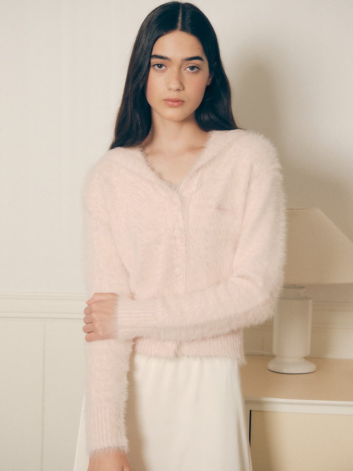 로라로라 세일러 헤어리 가디건 핑크 상품이미지1