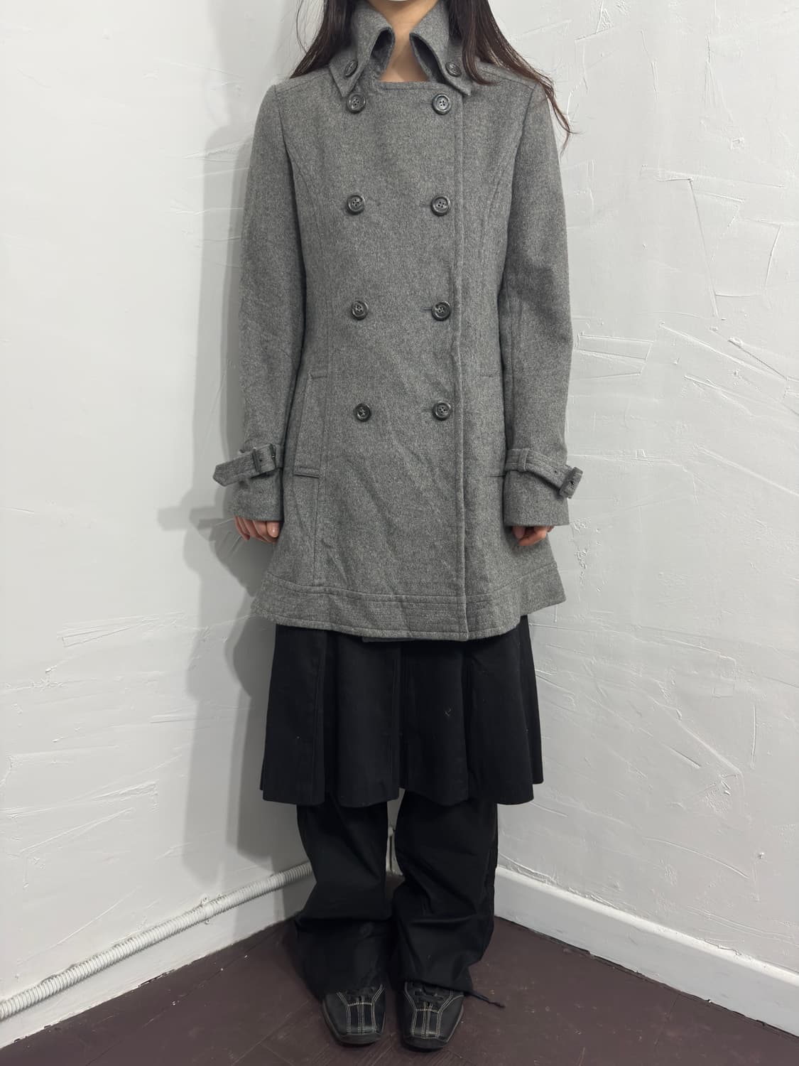 gray button cashmere coat 상품이미지2