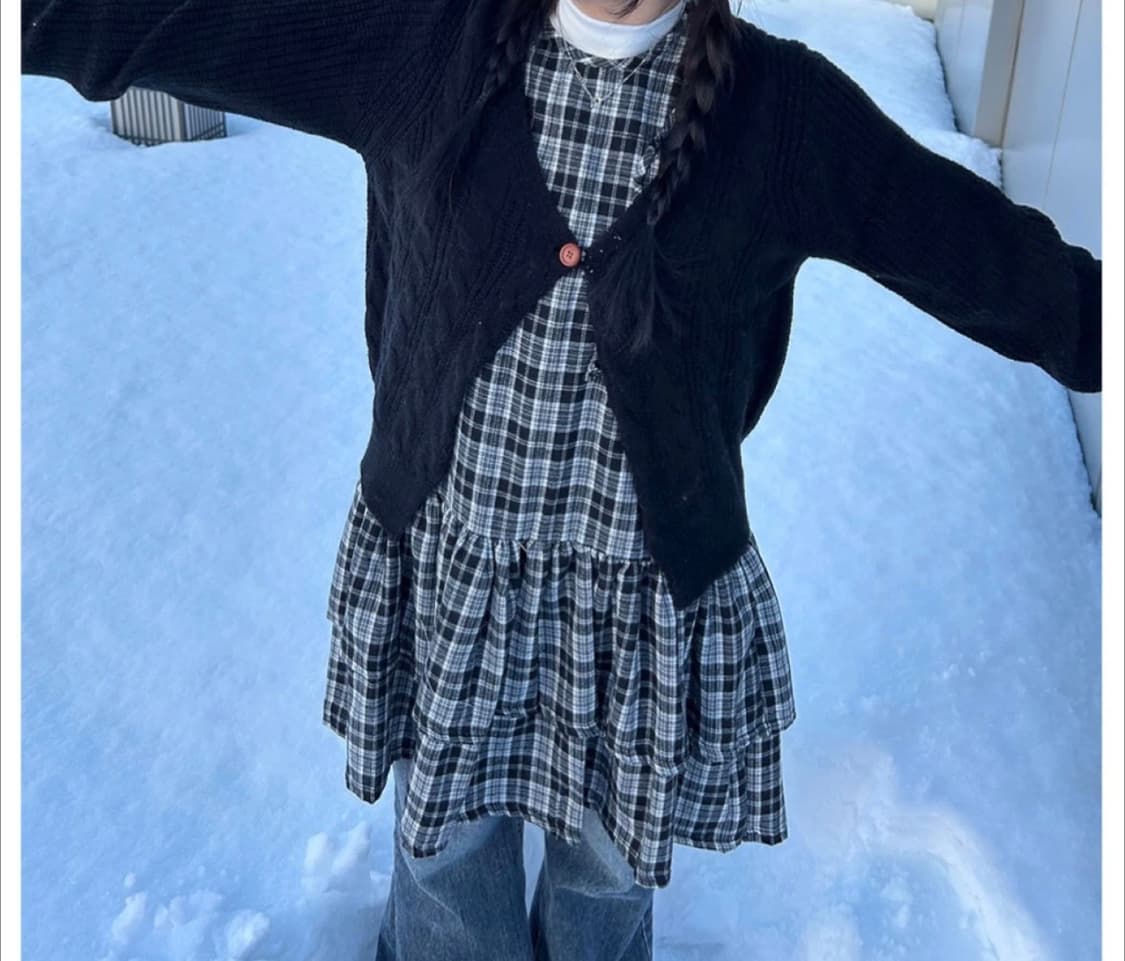 복자씨 꽈배기 원버튼 브이넥 가디건 상품이미지1