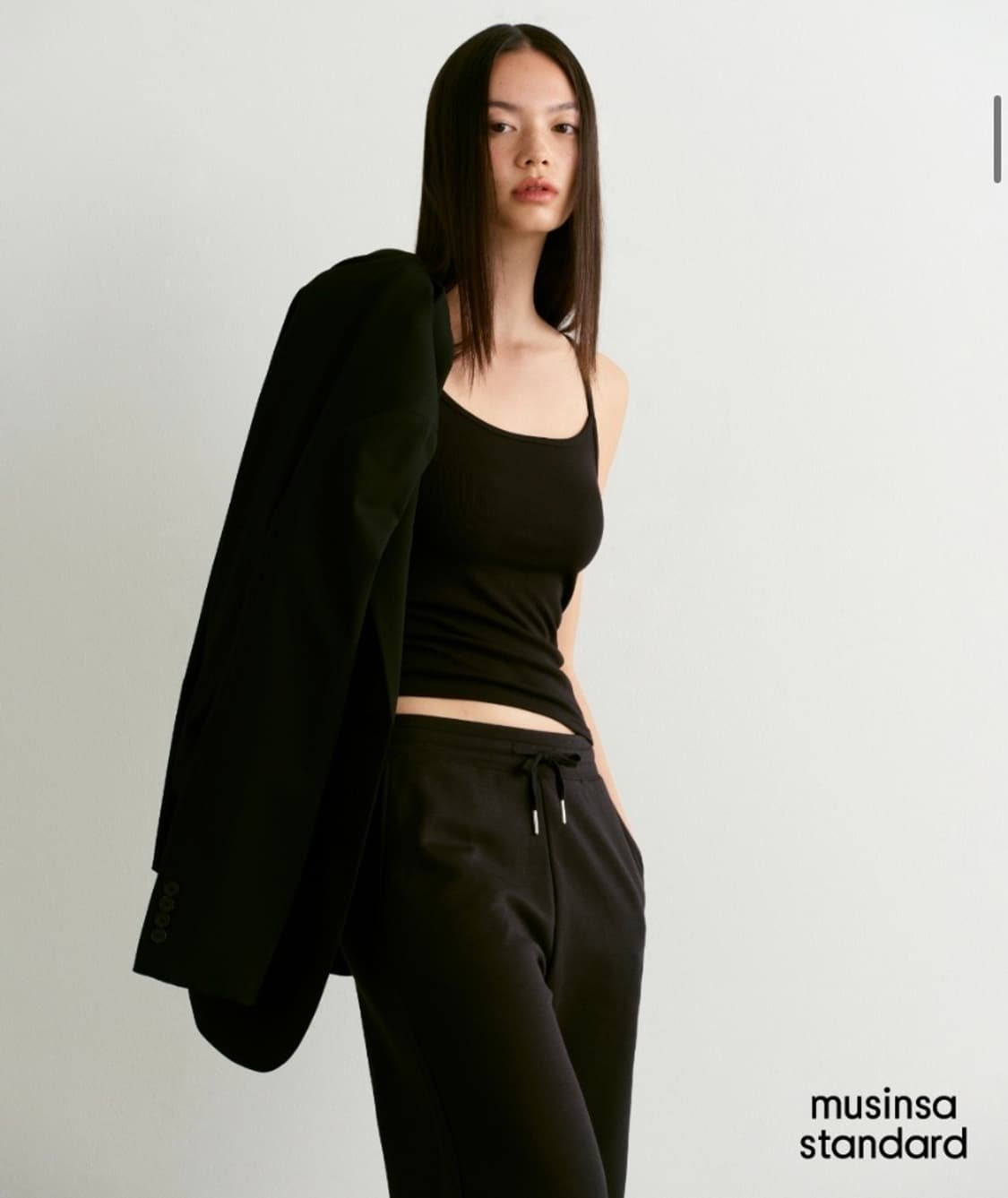 새상품) 무신사 스탠다드 우먼즈 플랫 테리 스웨트 트레이닝 팬츠 블랙 상품이미지3