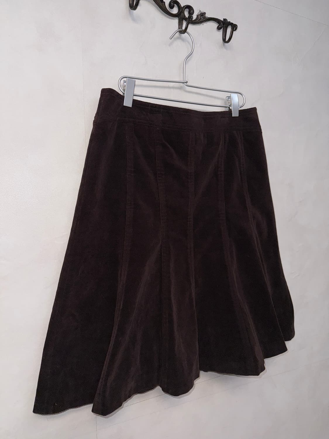 Deep violet velvet pleats midi skirt 상품이미지2
