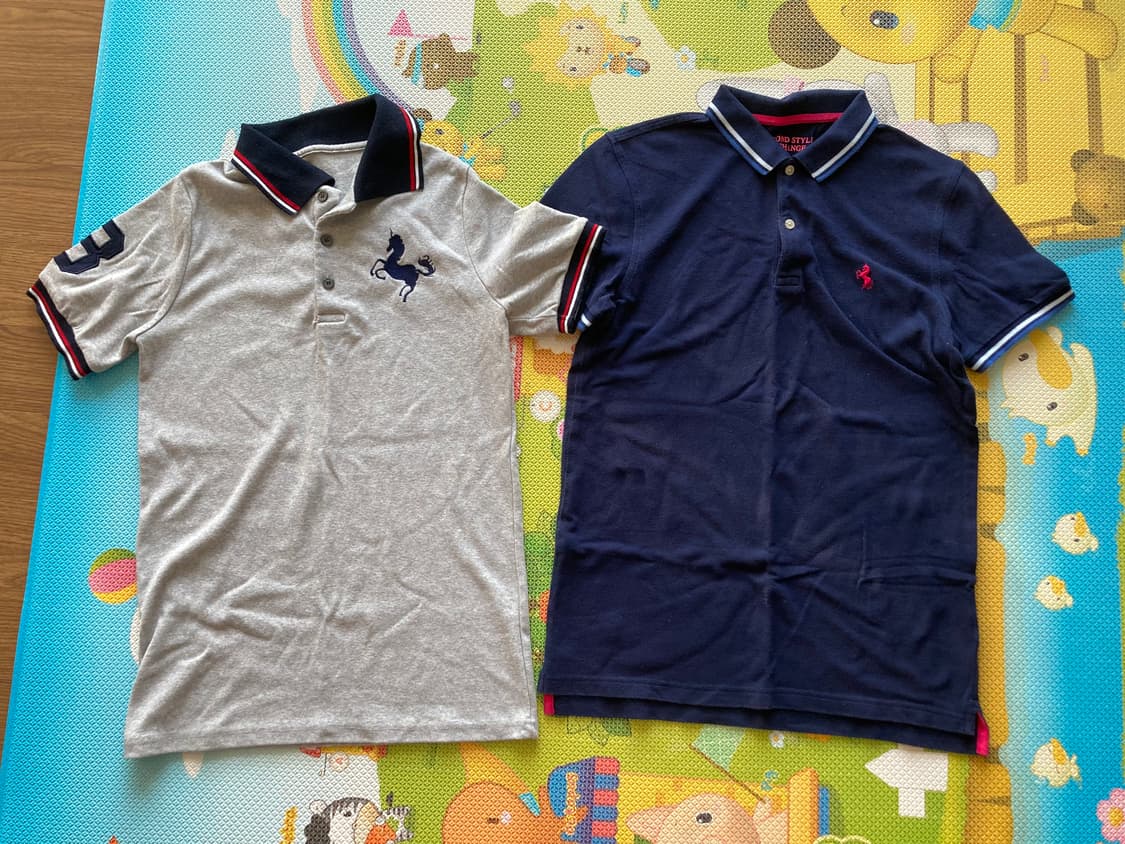 그레이 네이비 S 반팔 반팔티 티셔츠 티 여름티 카라티 판매합니다.  상품이미지1