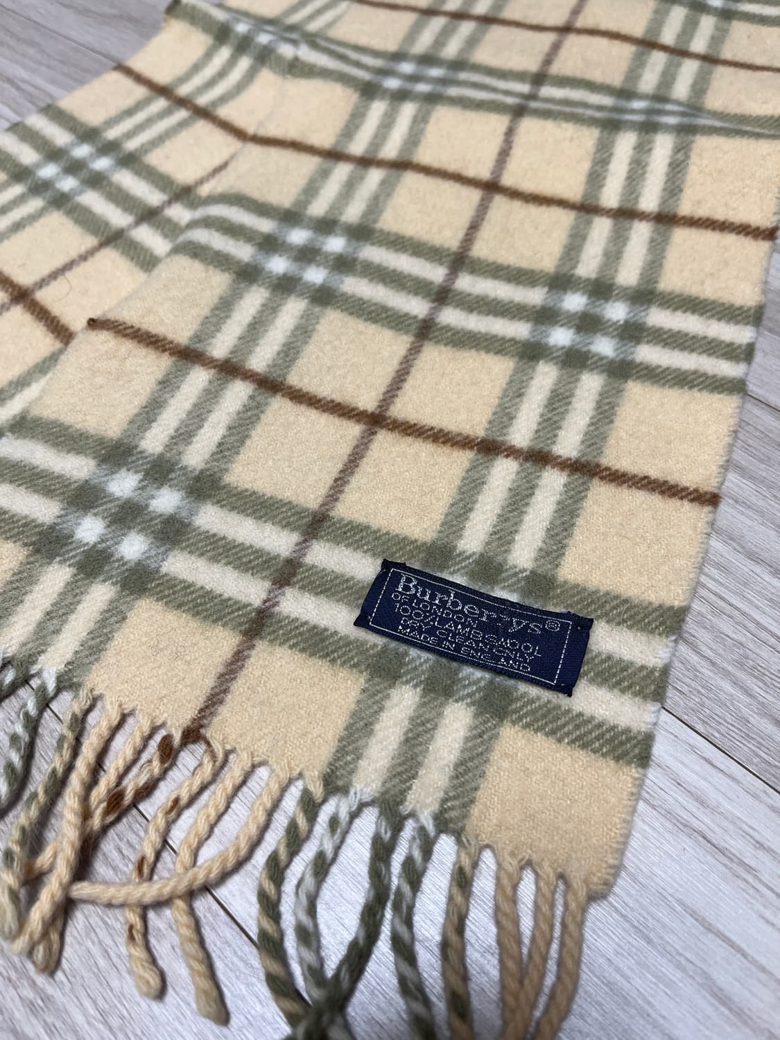 버버리 램스울100 머플러 유니크 옐로우베이지 체크 상품이미지3