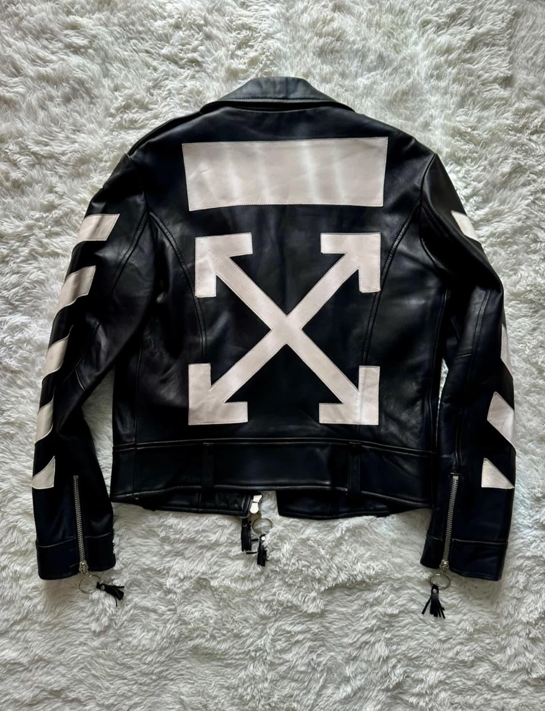 오프화이트 가죽 라이더 자켓 블랙 상품이미지1