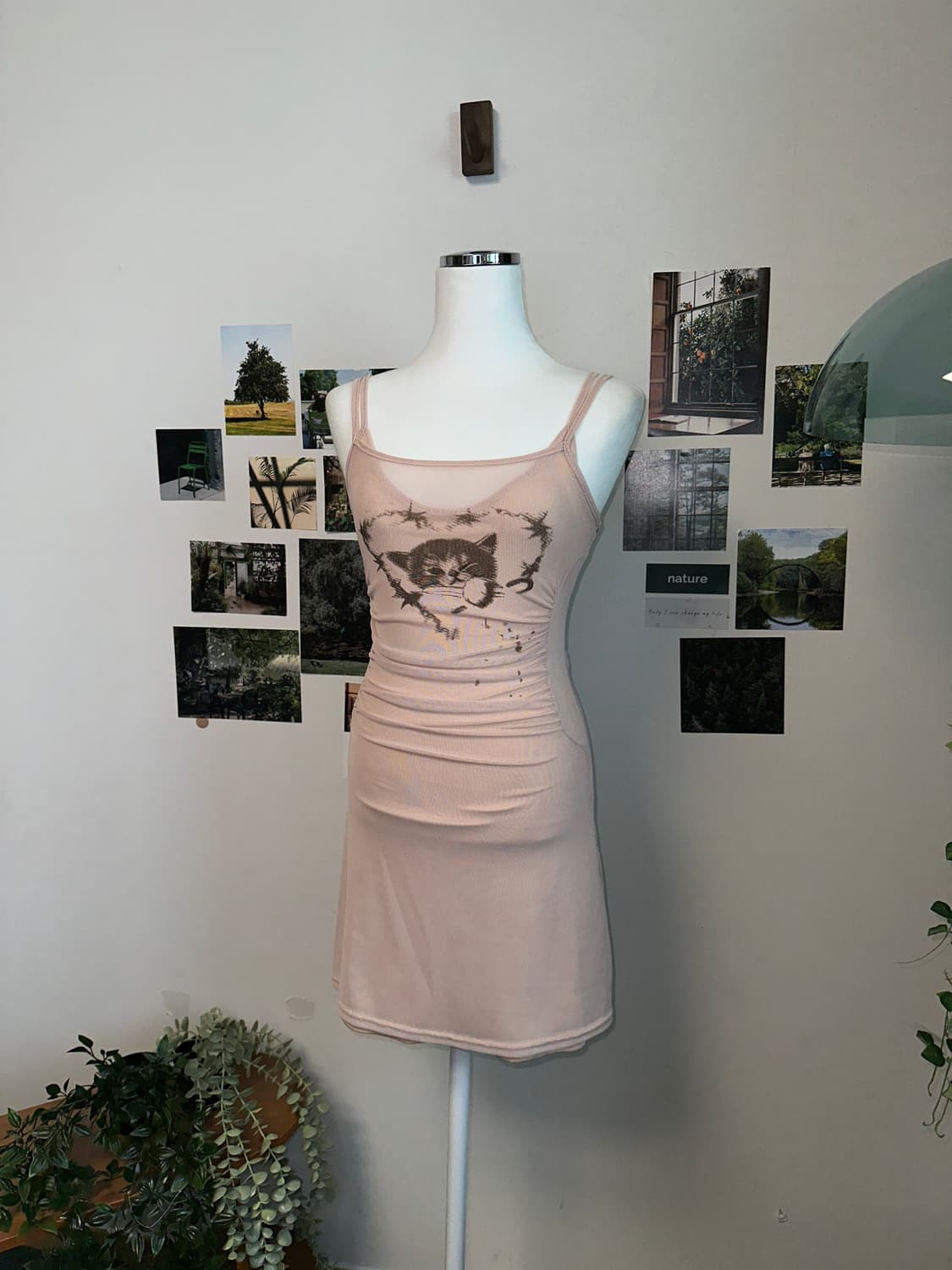 Baby pink kitten shirring ops 상품이미지3