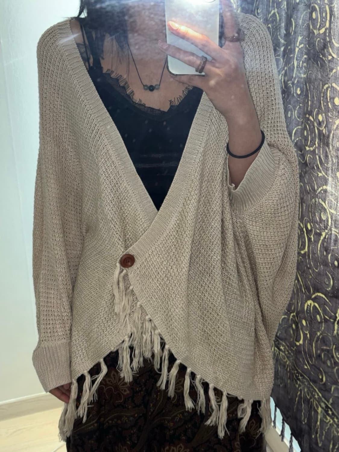 Vintage 모리걸 사와코 니트 케이프 판초 상품이미지1