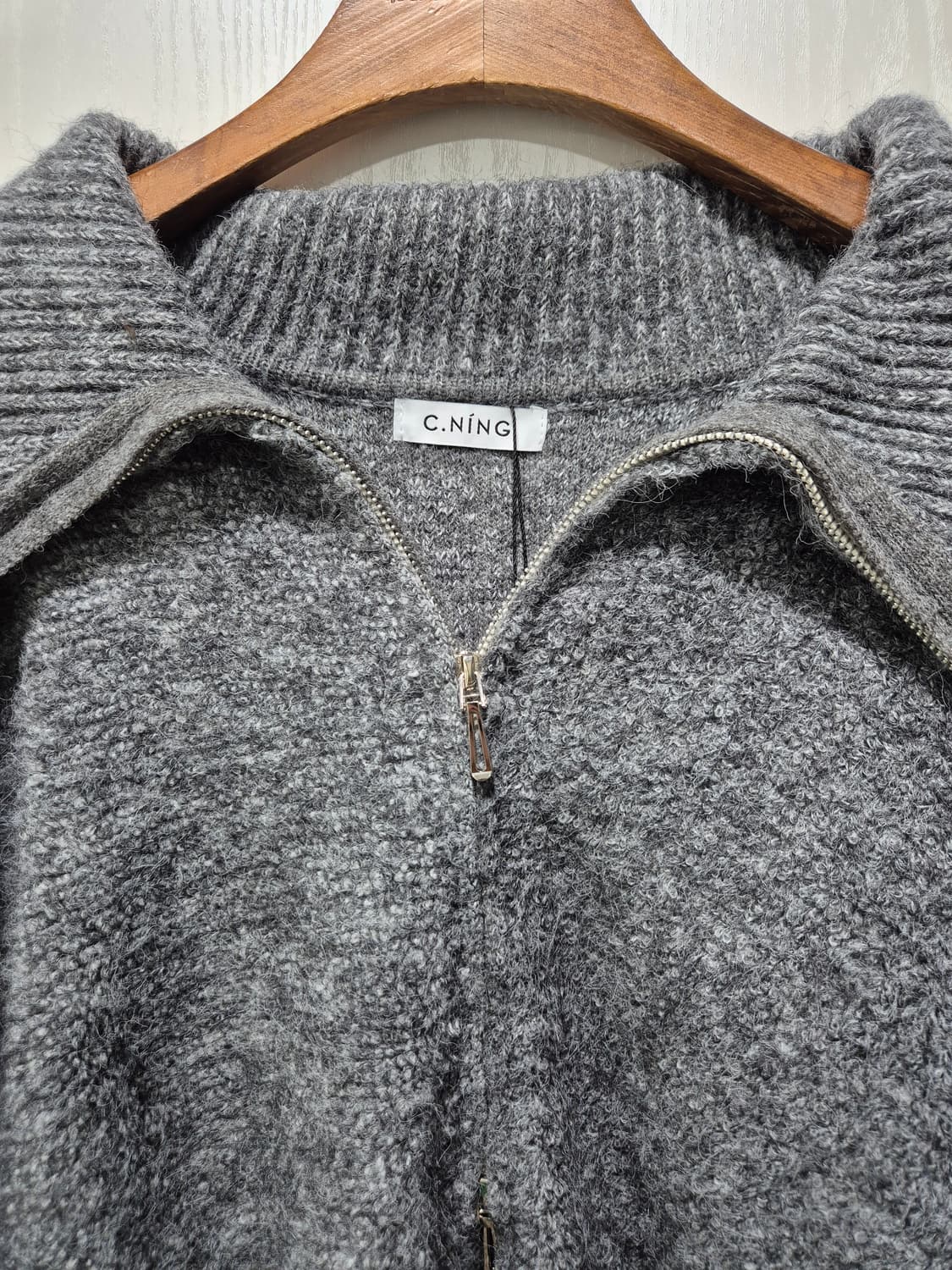 C.Ning 빅카라 니트 집업 그레이 상품이미지2
