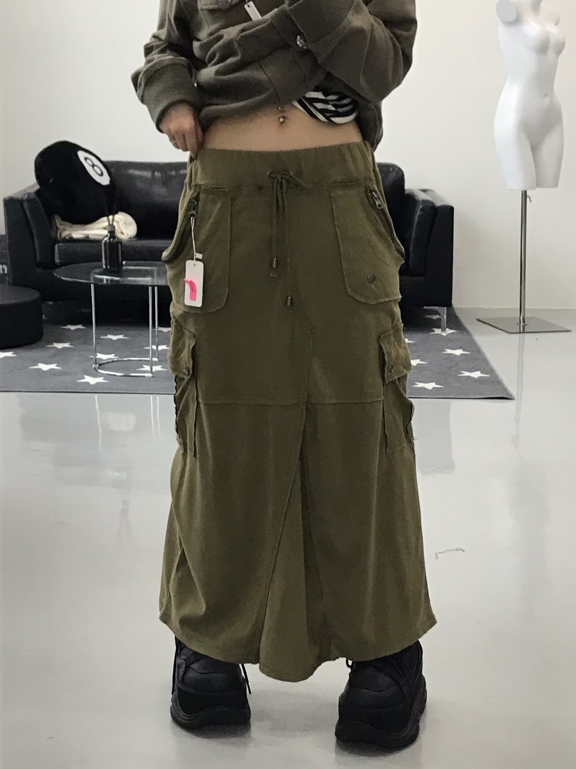 Jpn y2k khaki long skirts 상품이미지1