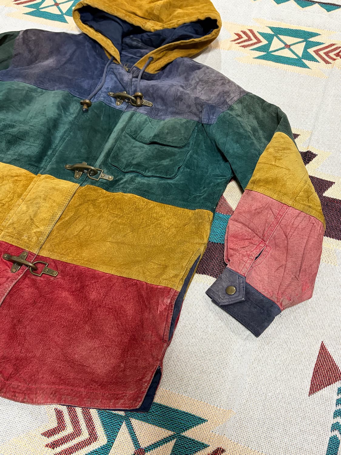 90s 글로벌 아이덴티티 파이어맨 컬러웨이 레더 코트자켓 상품이미지2