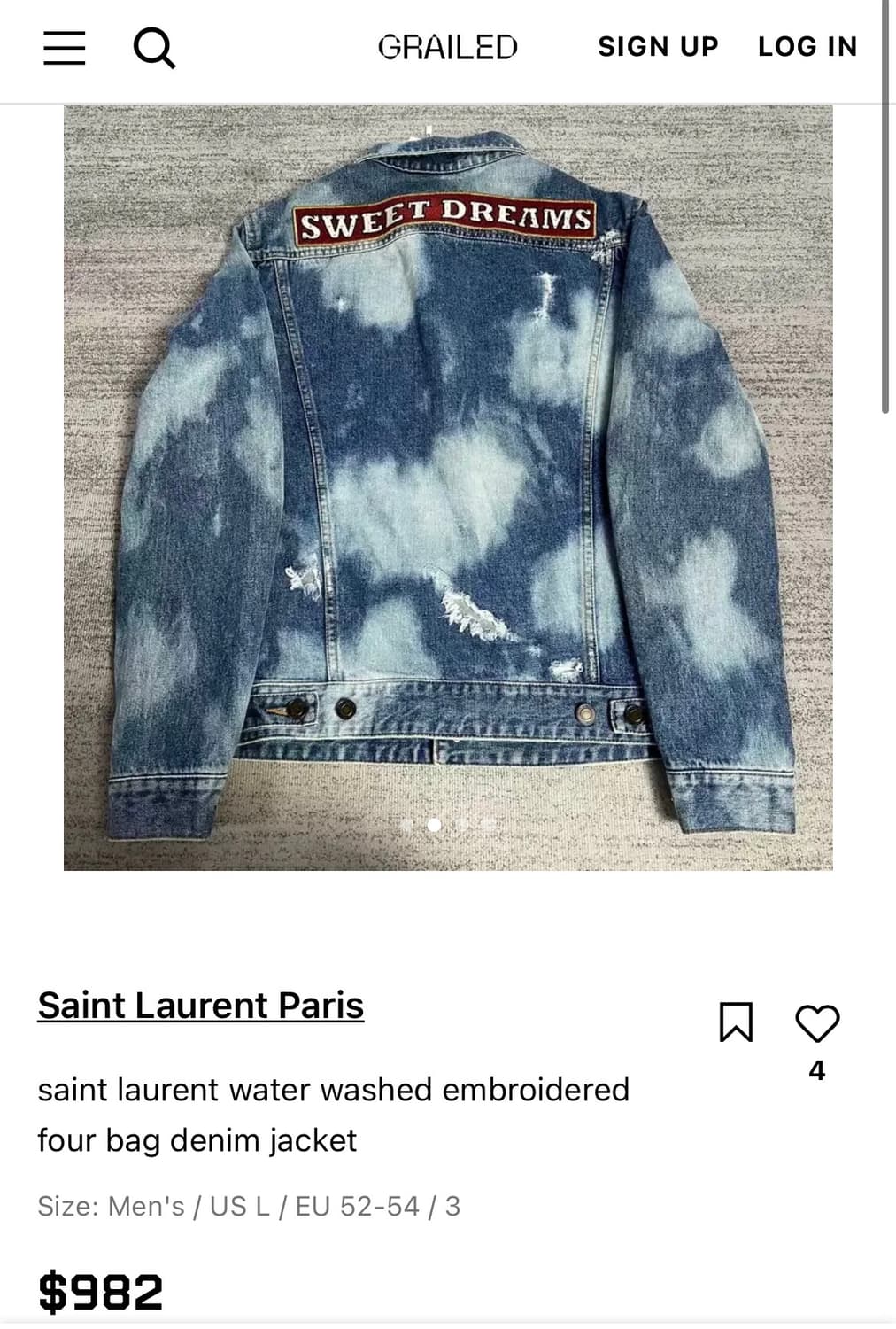 Saint Laurent Sweet Dreams Denim Jacket 상품이미지10