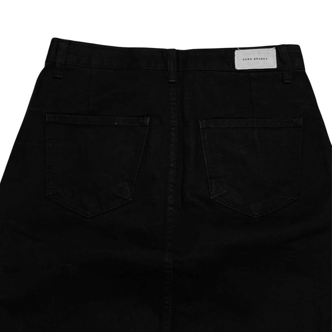 Cutting denim midi skirt_Black 상품이미지4