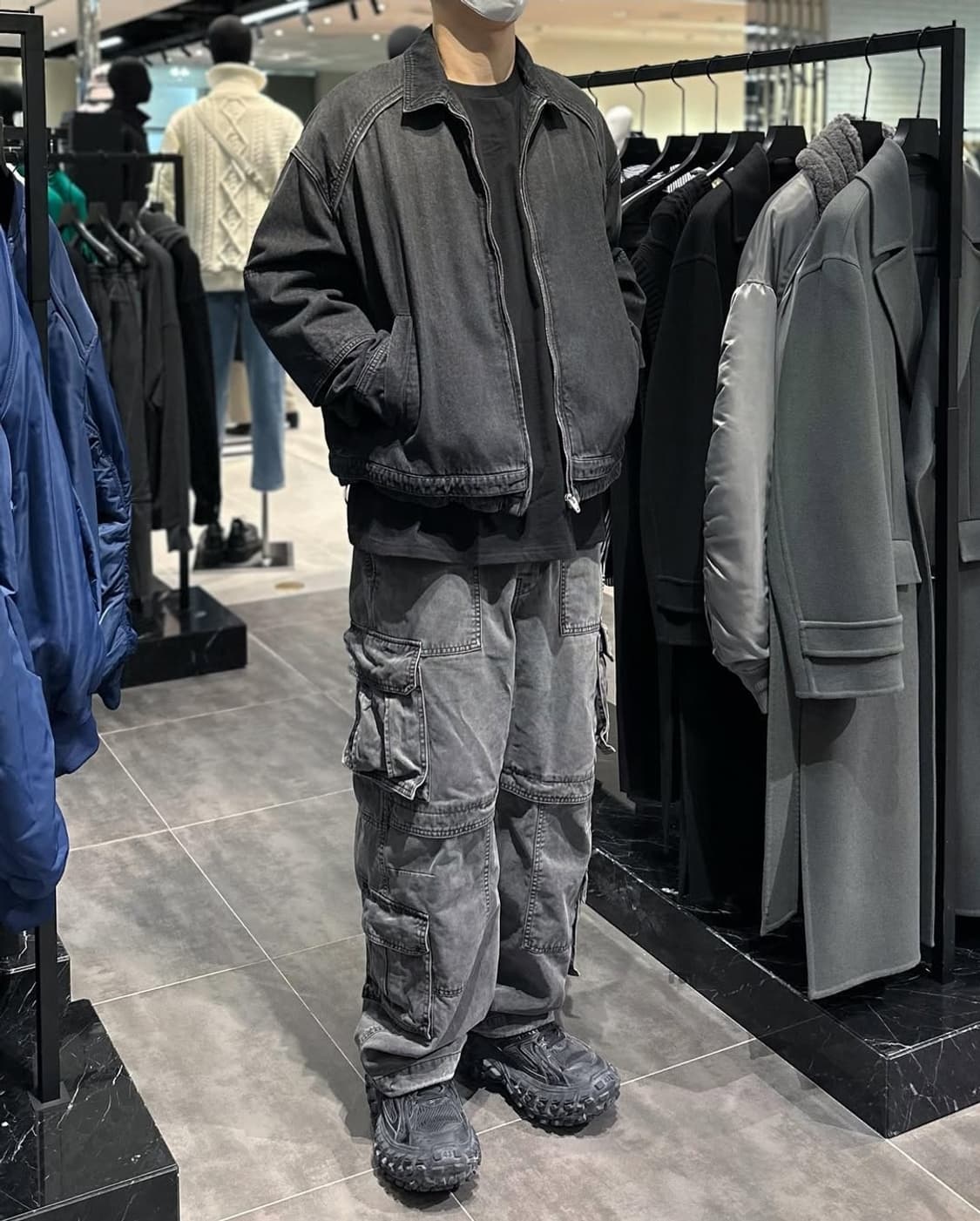 준지 콘데님 레이어드 흑청 데님 자켓 상품이미지5