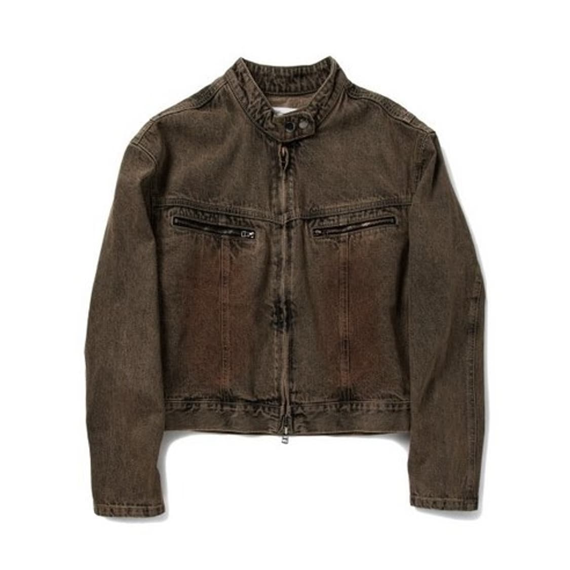 슈퍼서브 빈티지워싱 데님크롭자켓 워시드브라운 상품이미지1