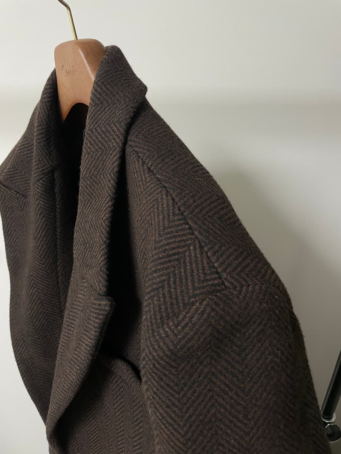 (48) 엘무드 브라운 싱글 헤링본 롱 코트 상품이미지2