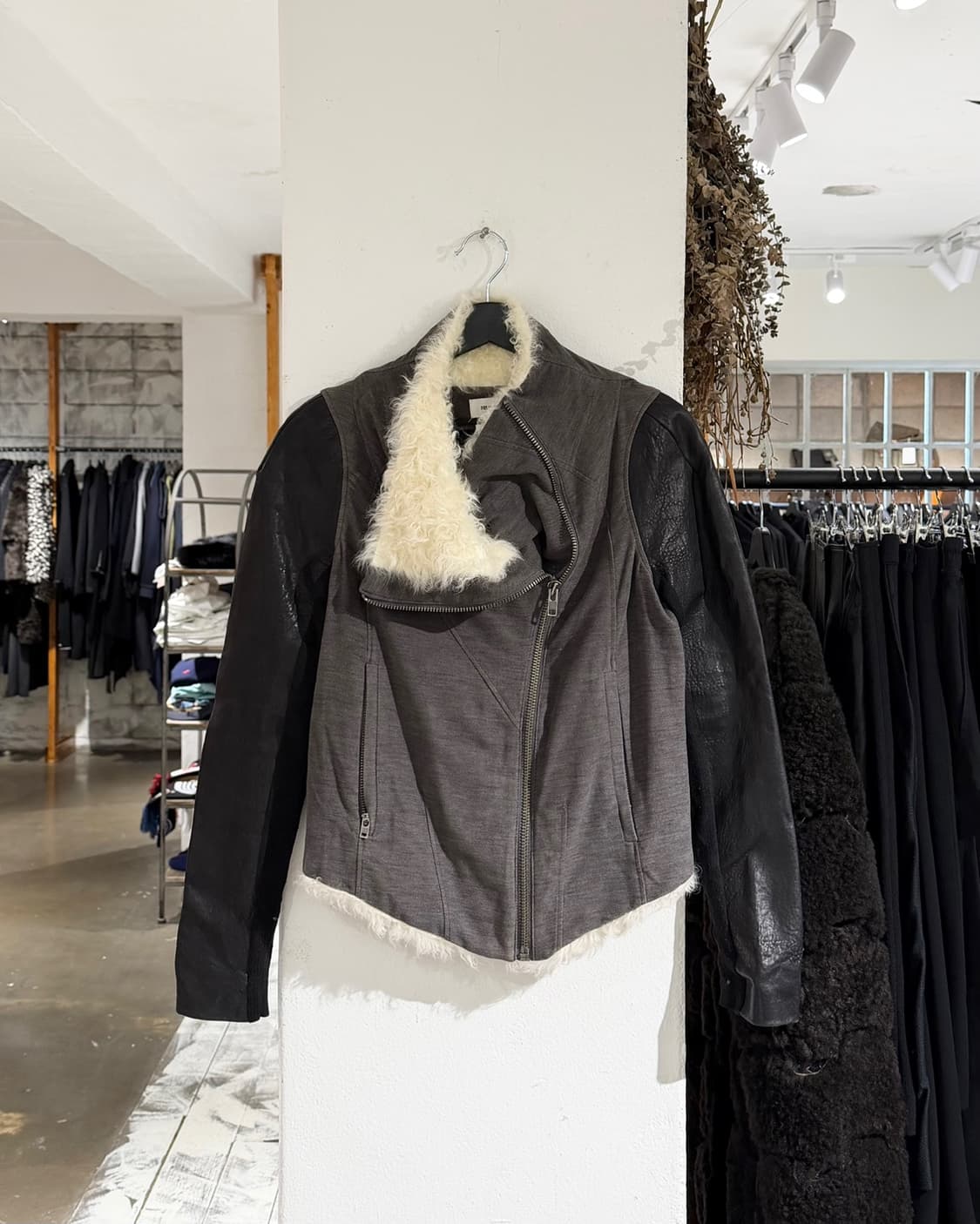 헬무트랭 그레이 램스킨 레더 시어링 퍼 자켓 상품이미지1