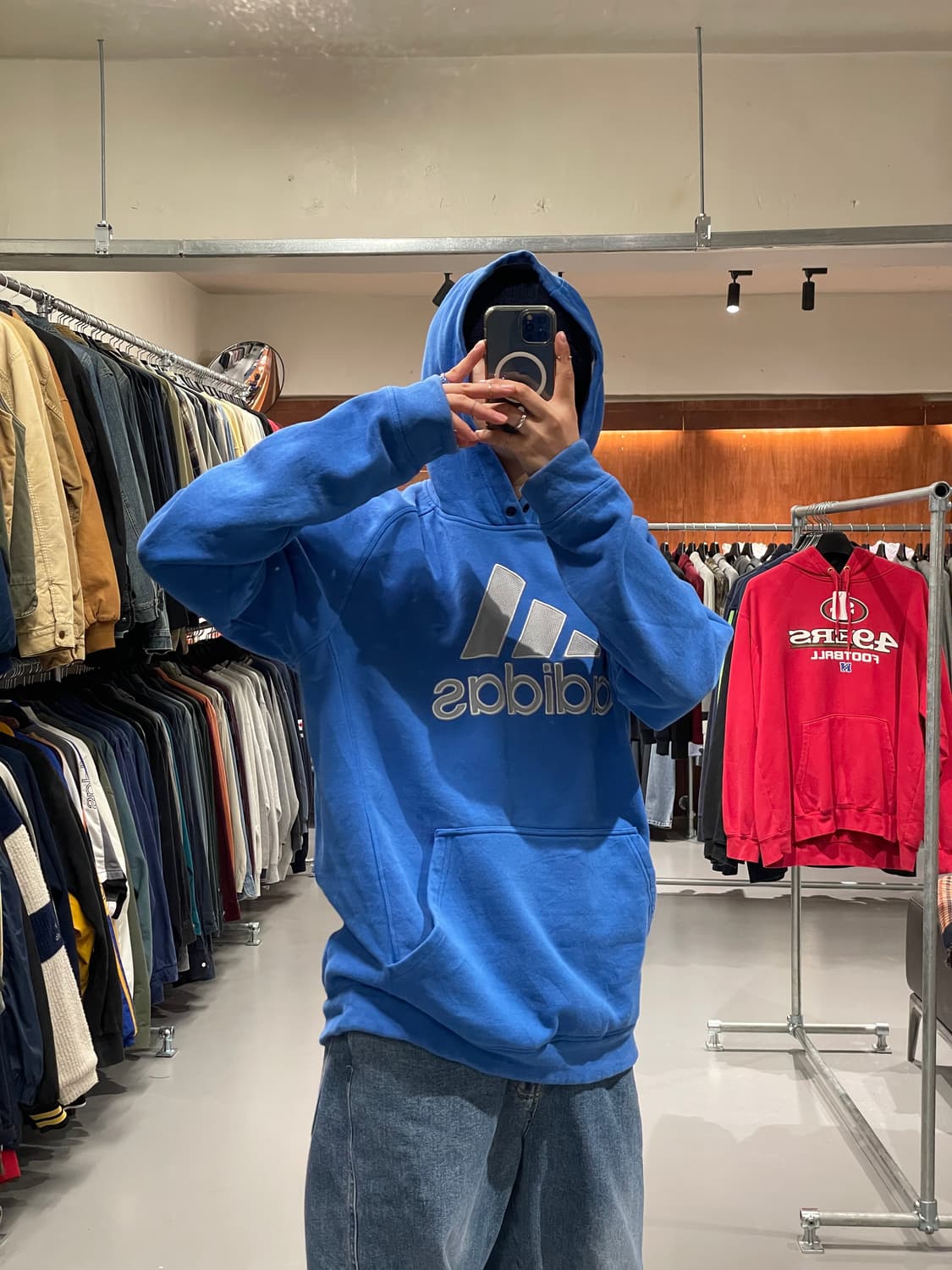 90‘s 아디다스 올드스쿨 빅로고 후드 티셔츠   상품이미지6