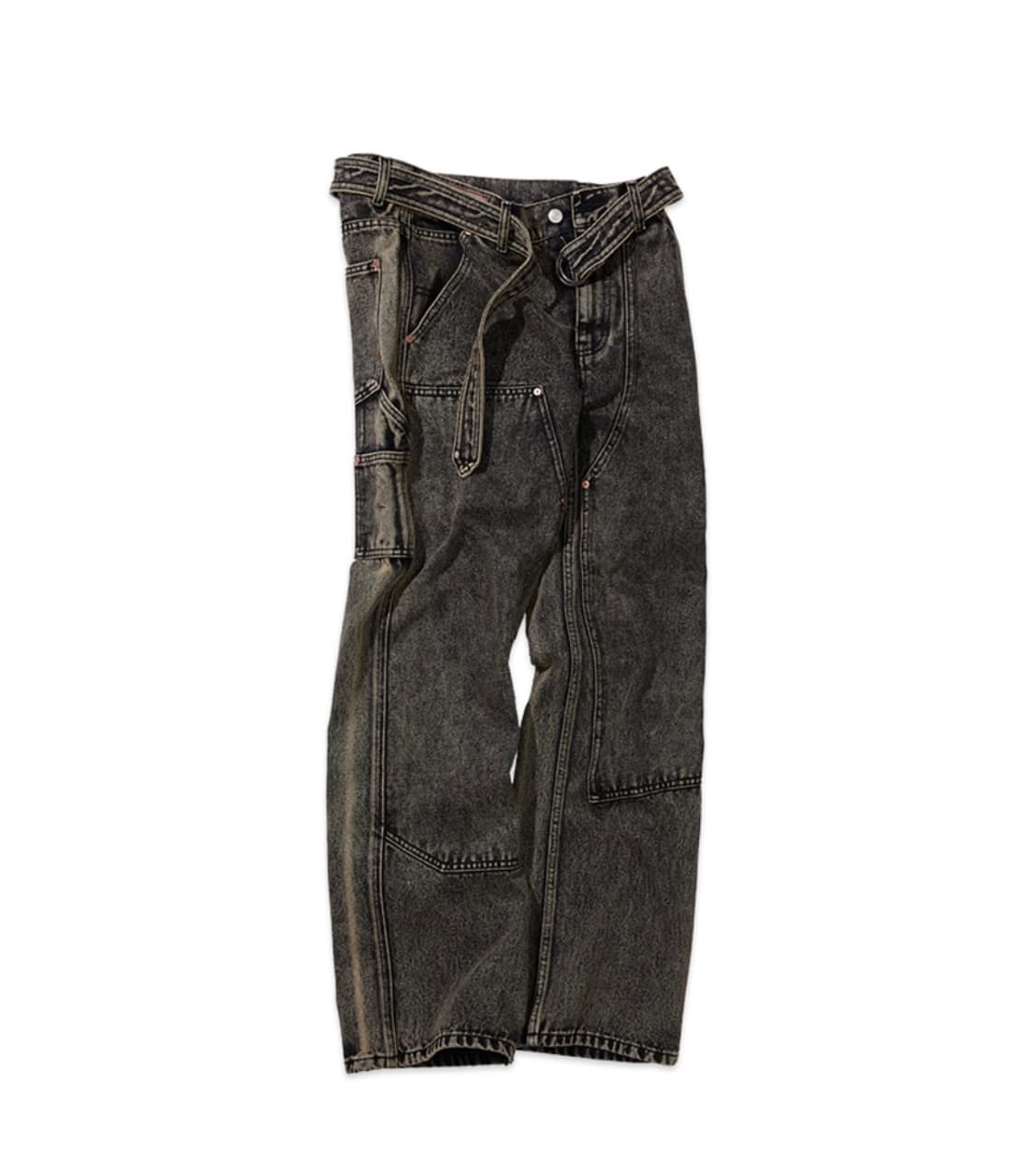 앤더슨벨 오버다이 컬러 카펜터 진 apa498m(YELLOW BEIGE) 상품이미지2