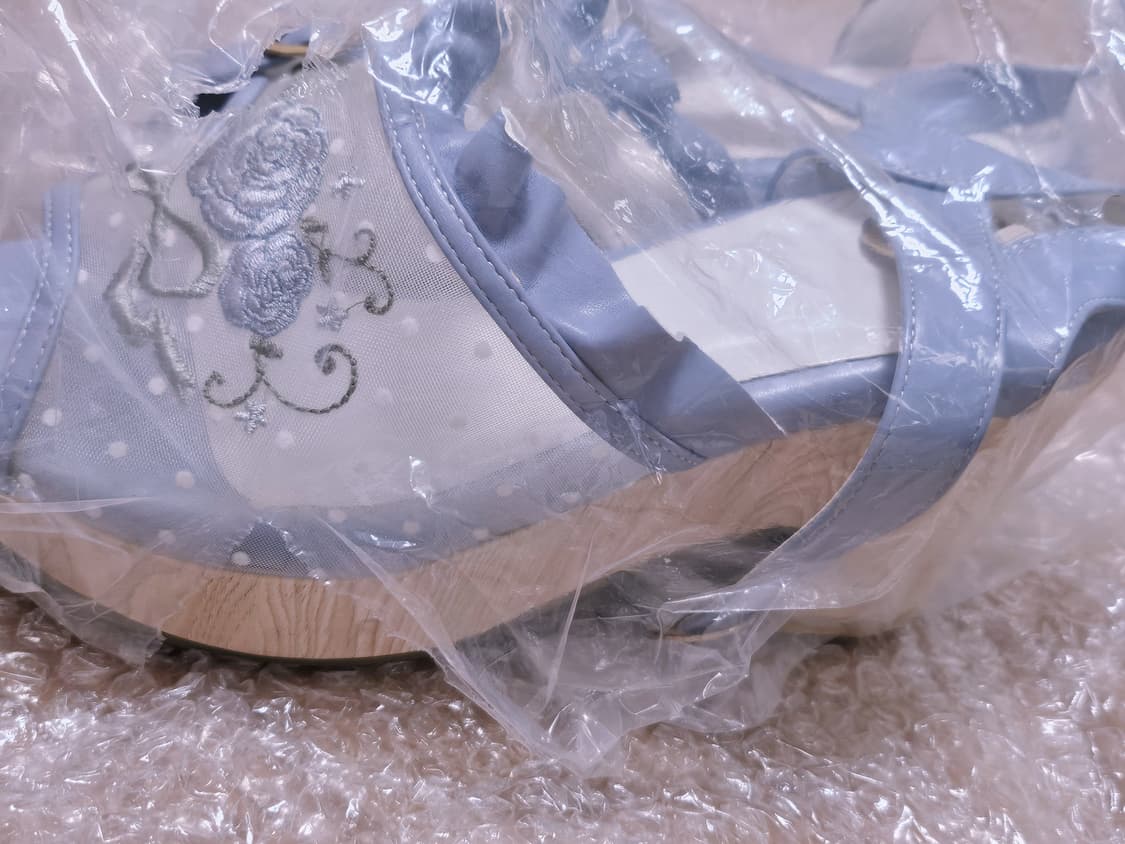 로즈 장미 자수 웨지힐 샌들 구두 상품이미지1