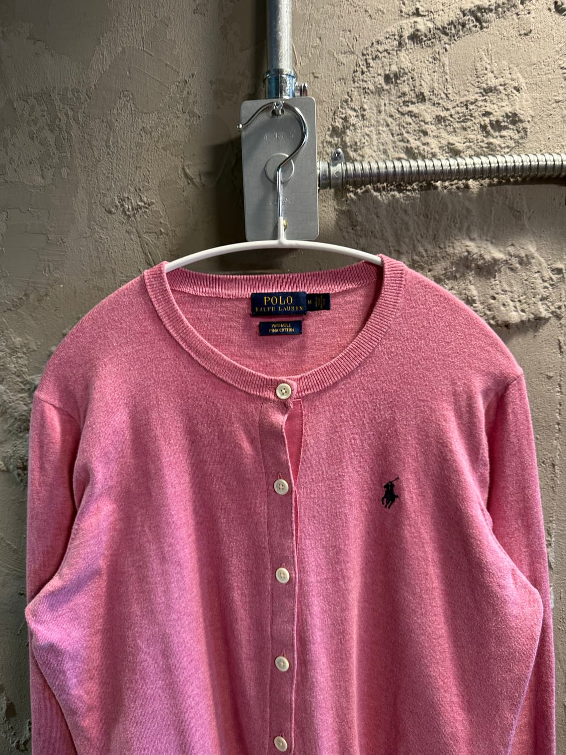폴로 랄프로렌 피마코튼 라운드 가디건 핑크 M 상품이미지4