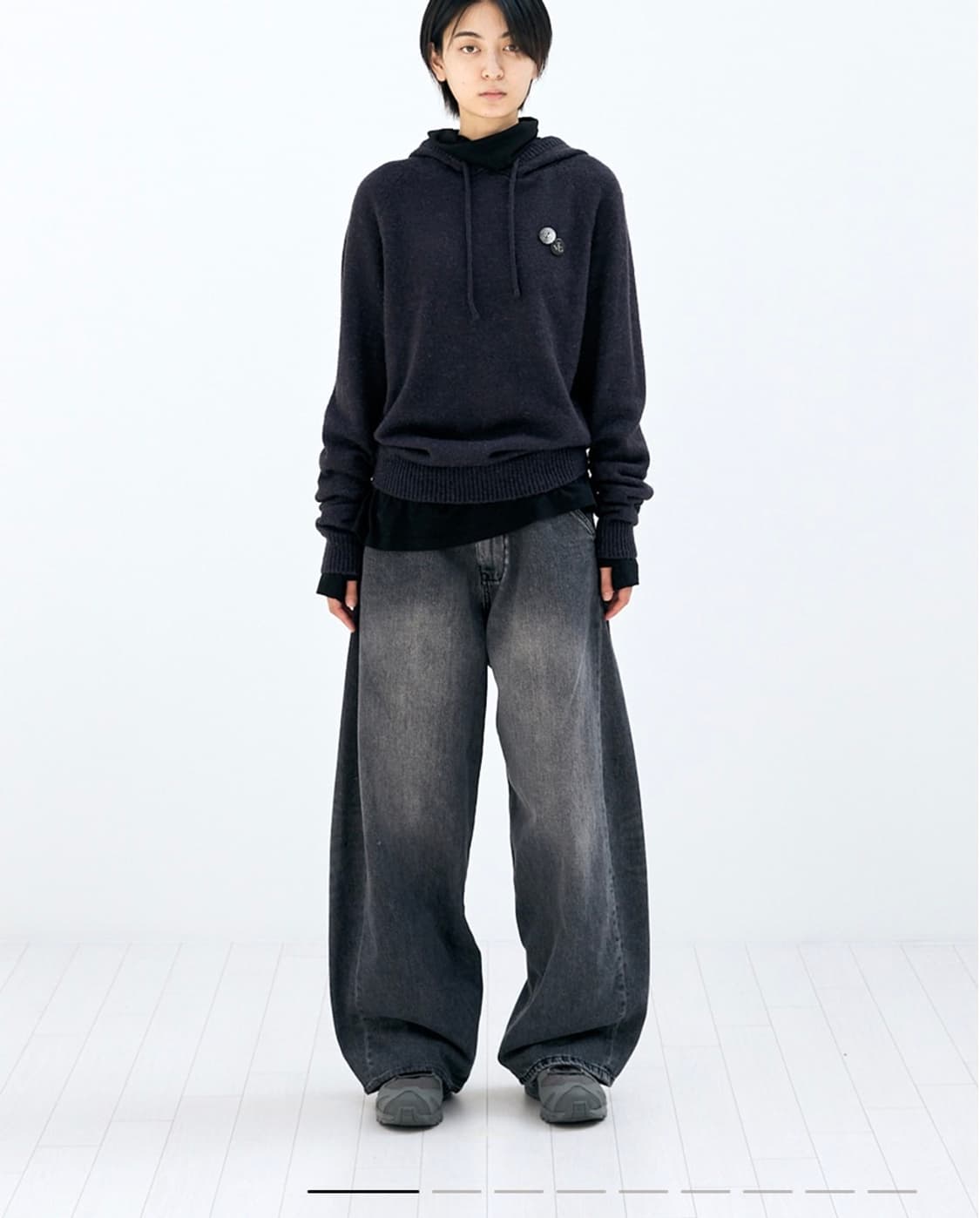 공용 HATCHINGROOM해칭룸 베이스 후디 니트 퍼플차콜 상품이미지2