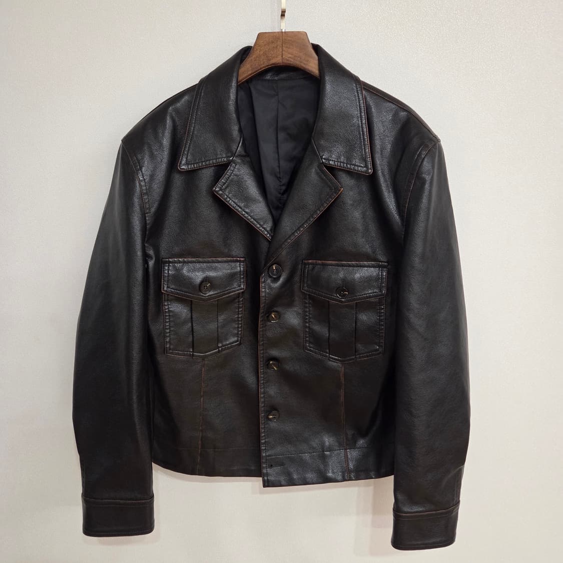 MOOD 빈티지 스타일 브라운 레더 자켓 M 상품이미지1