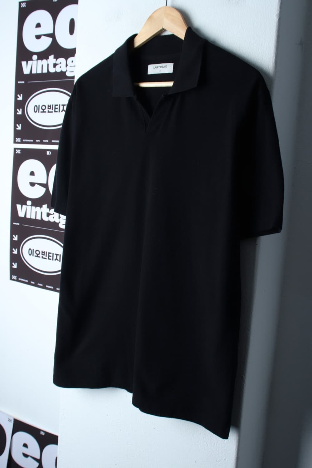 (L-XL) 랩12 반팔 카라 티셔츠 무지 블랙 기본-H32831 상품이미지1