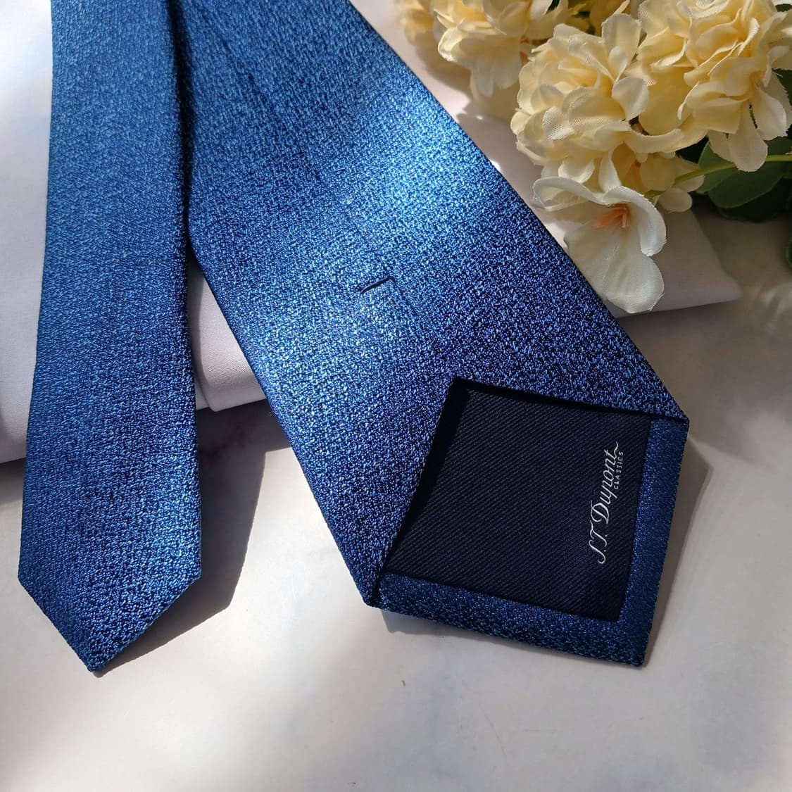 에스.티. 듀퐁 실크 블루 넥타이 8.2cm S~A+등급 e915 상품이미지9