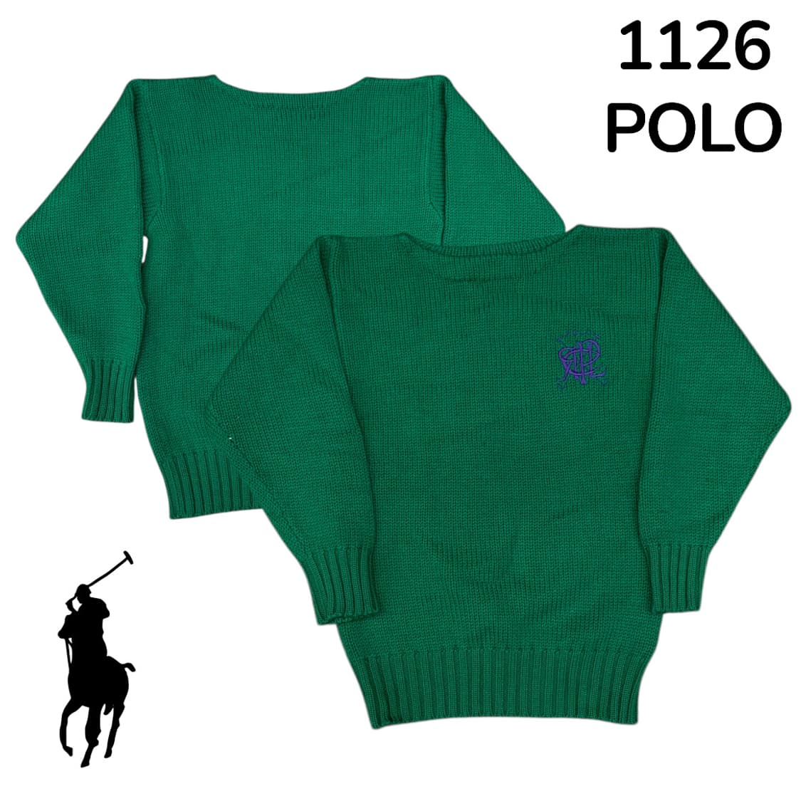 폴로 여성용 로고 자수 그린 니트 XS 상품이미지1