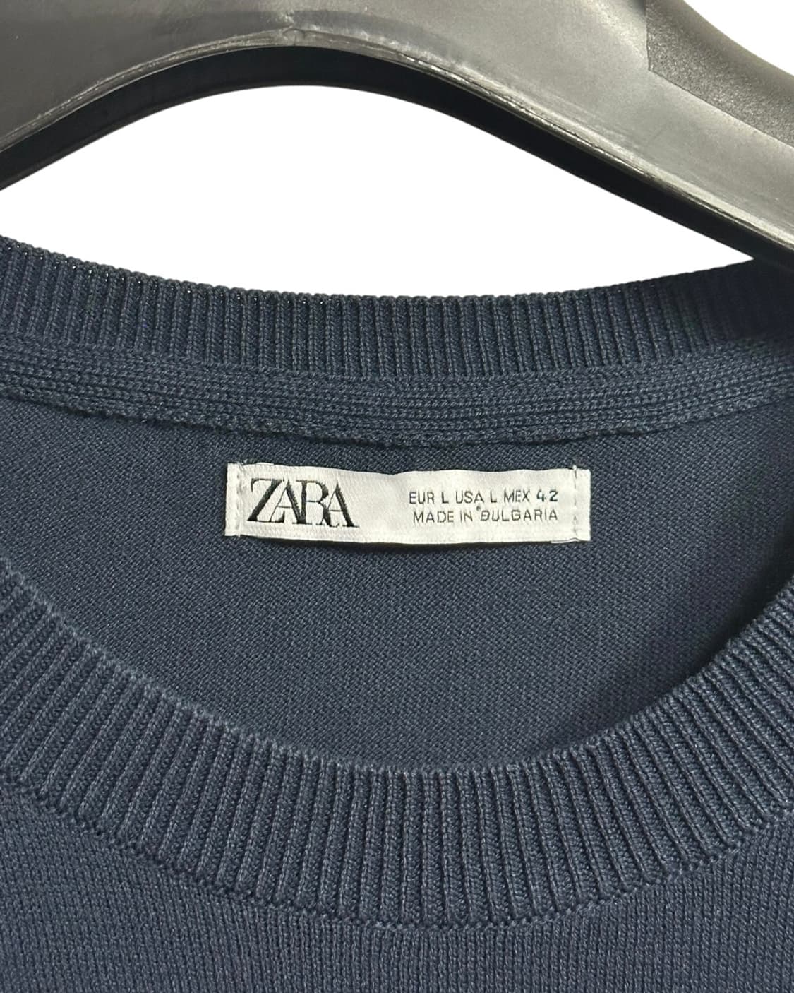 자라(zara) 레귤러핏 네이비 코튼 반팔 니트 L size 상품이미지5