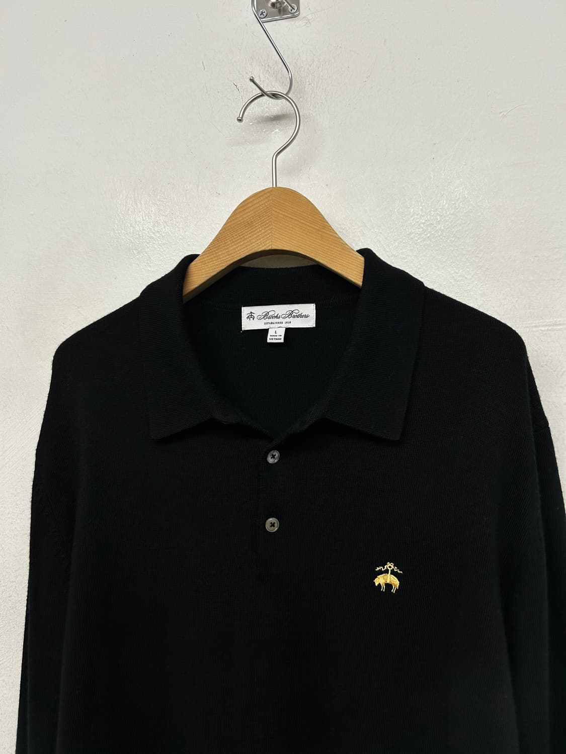 브룩스브라더스 블랙 니트 폴로티 긴팔 상품이미지2