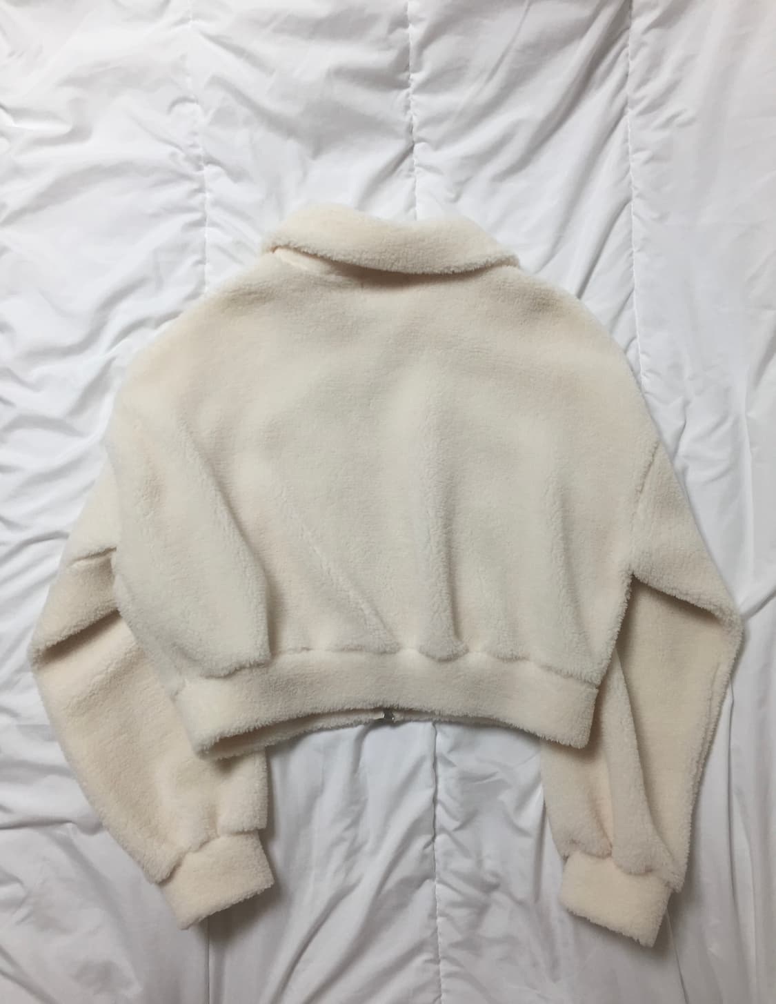 아이보리 크롭 털 자켓 뽀글이 후리스 상품이미지3