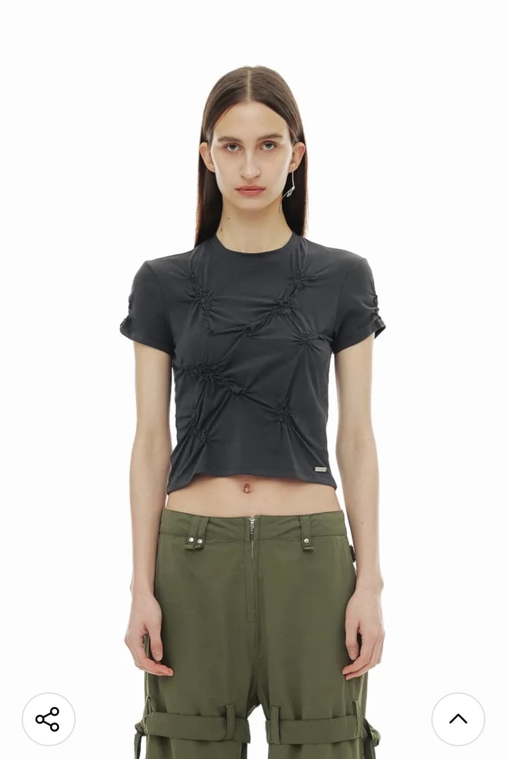 세릭 FLOWER TWISTED HALF TOP 반팔 탑 차콜(새상품) 상품이미지1