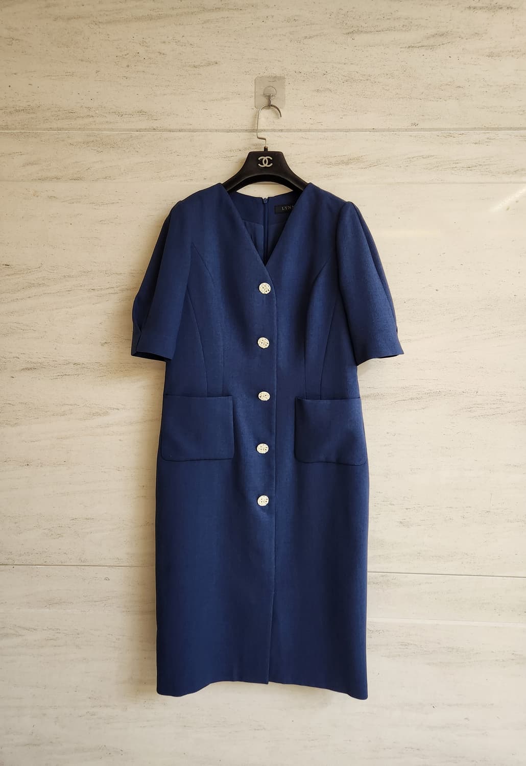 린 브이넥 포인트버튼 원피스 77사이즈 상품이미지7