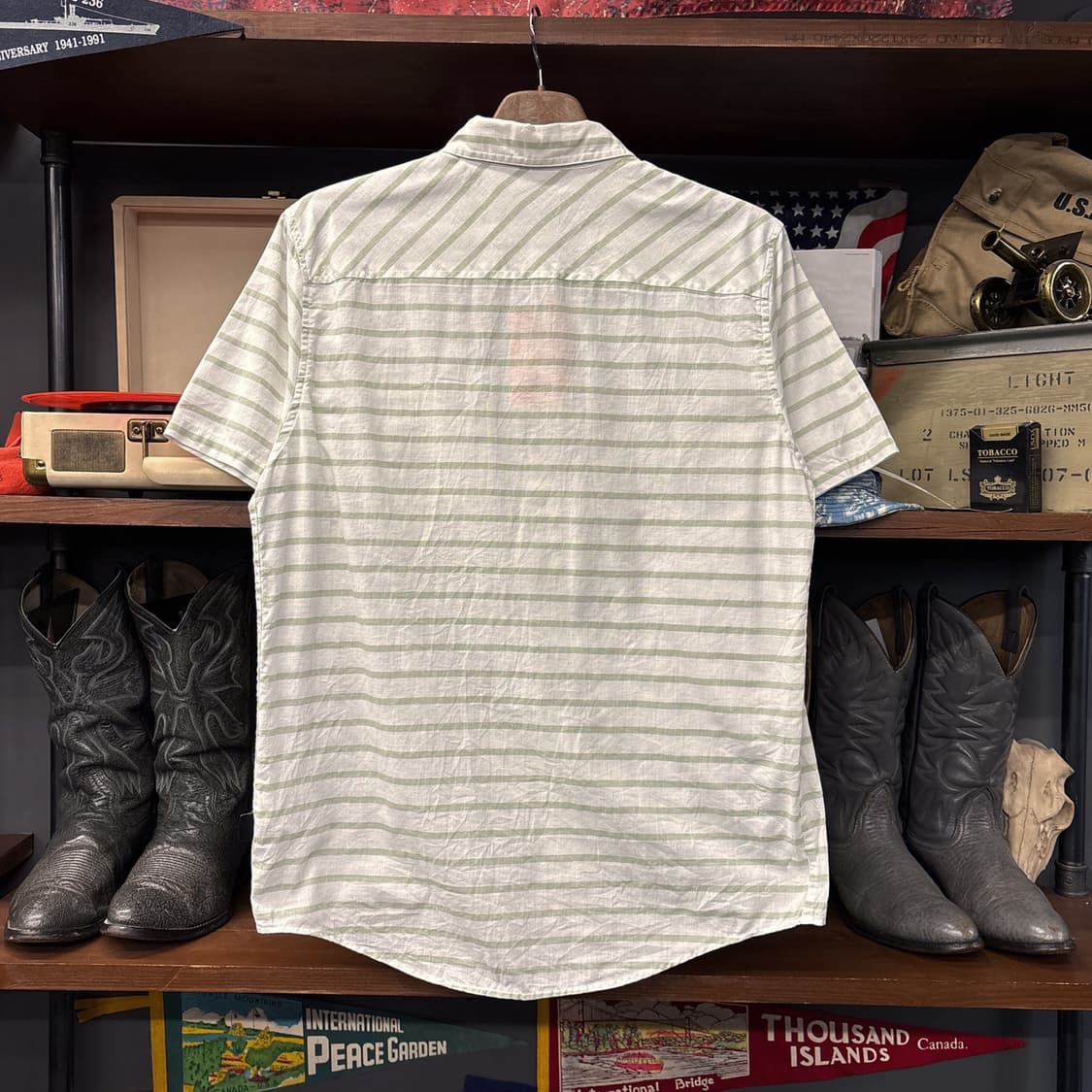 파타고니아 오가닉코튼 올리브 스트라이프 라이트코튼 셔츠 N1026 상품이미지2