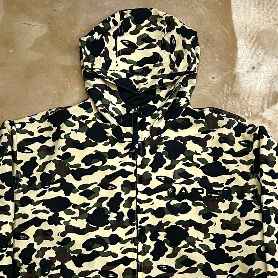 L 베이프 옐로우 카모 리버시블 후드 바람막이 상품이미지1