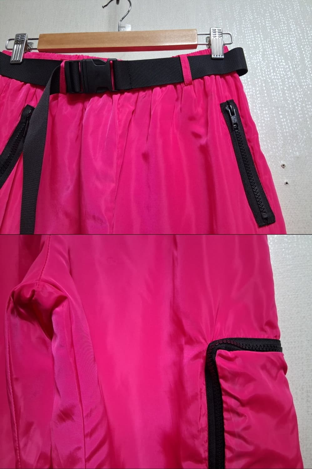 Shein 핫핑크 벨트 카고 조거팬츠 바람막이 소재 26까지  새옷상태  상품이미지3