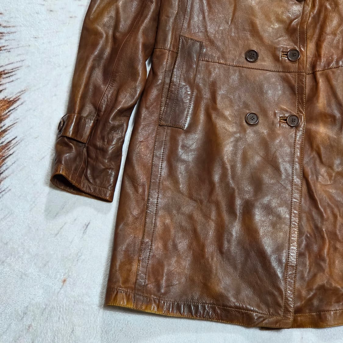 이태리산 리얼레더 브라운 가죽 코트 상품이미지3