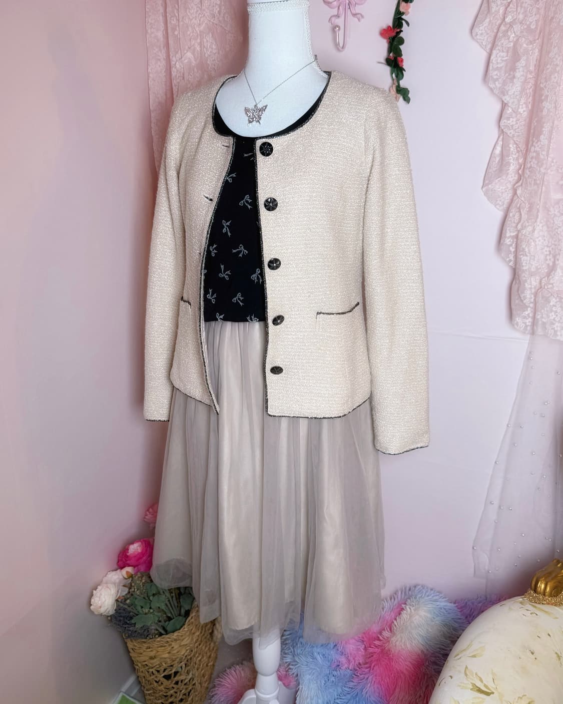 Jacket🩷레스트로즈 블랙핑크 펄 자켓 상품이미지4