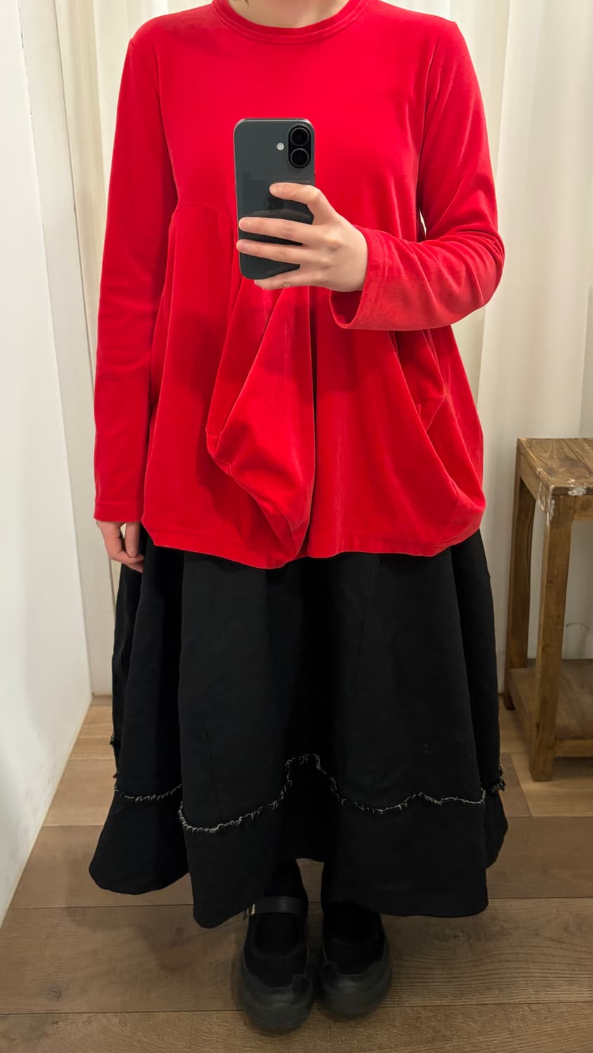 Red Transformed Velour Blouse 상품이미지2