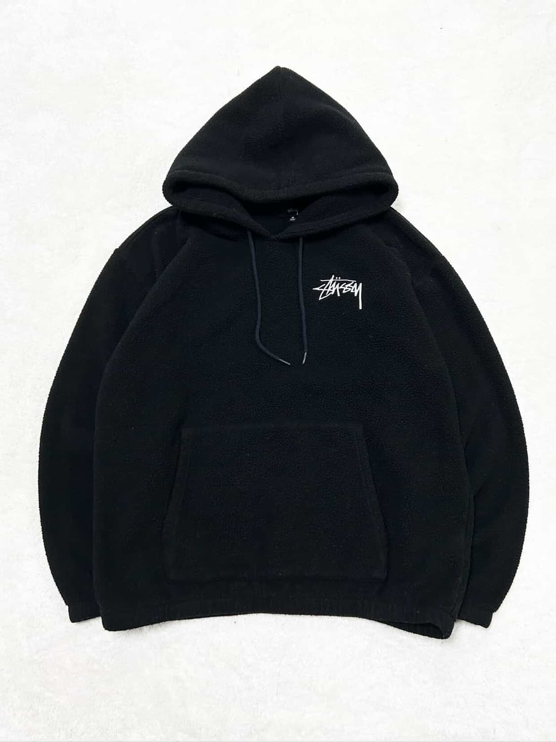 스투시 자수로고 브론슨 블랙 후리스 후드 상품이미지5