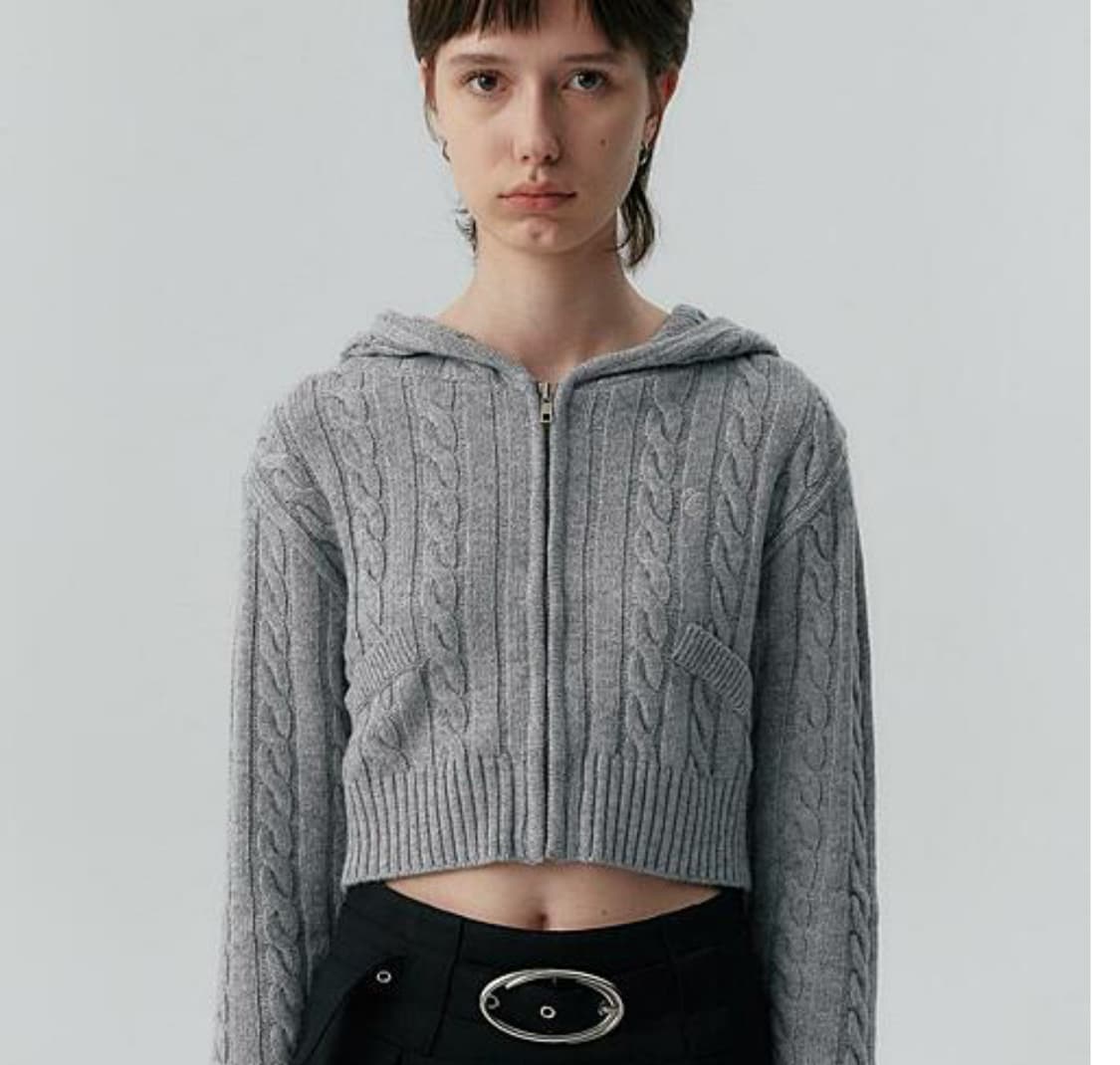 [택O] 큐리티 케이블 니트집업 아이보리 상품이미지1