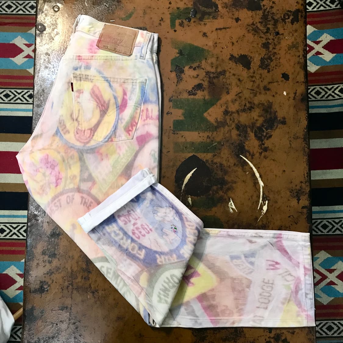 90s usa 리바이스 501 그래피티 화이트 데님 팬츠 허리 29 상품이미지2