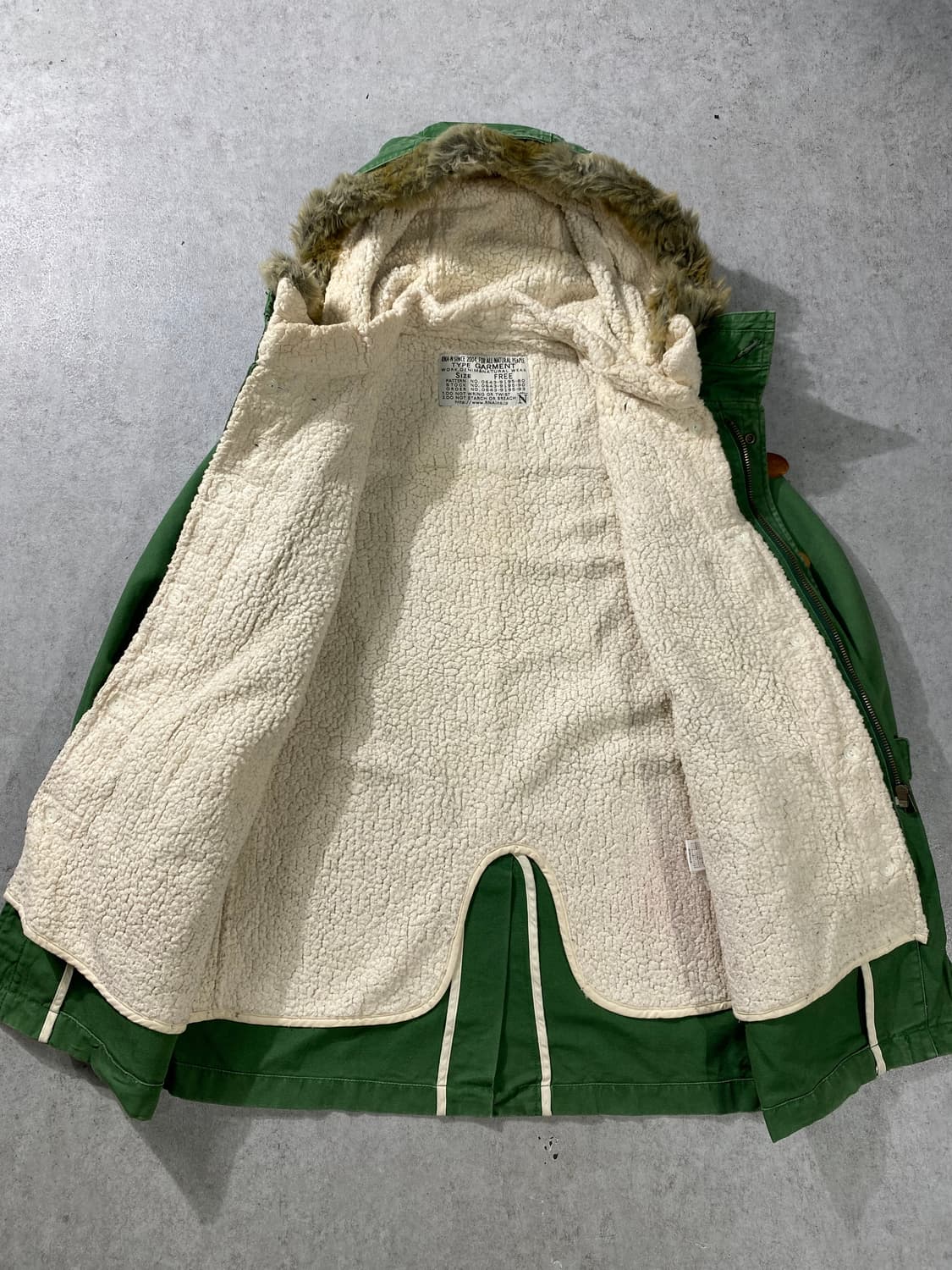 [M] RNA inc 일본 빈티지 레더 벨티드 퍼 후드 자켓 상품이미지4