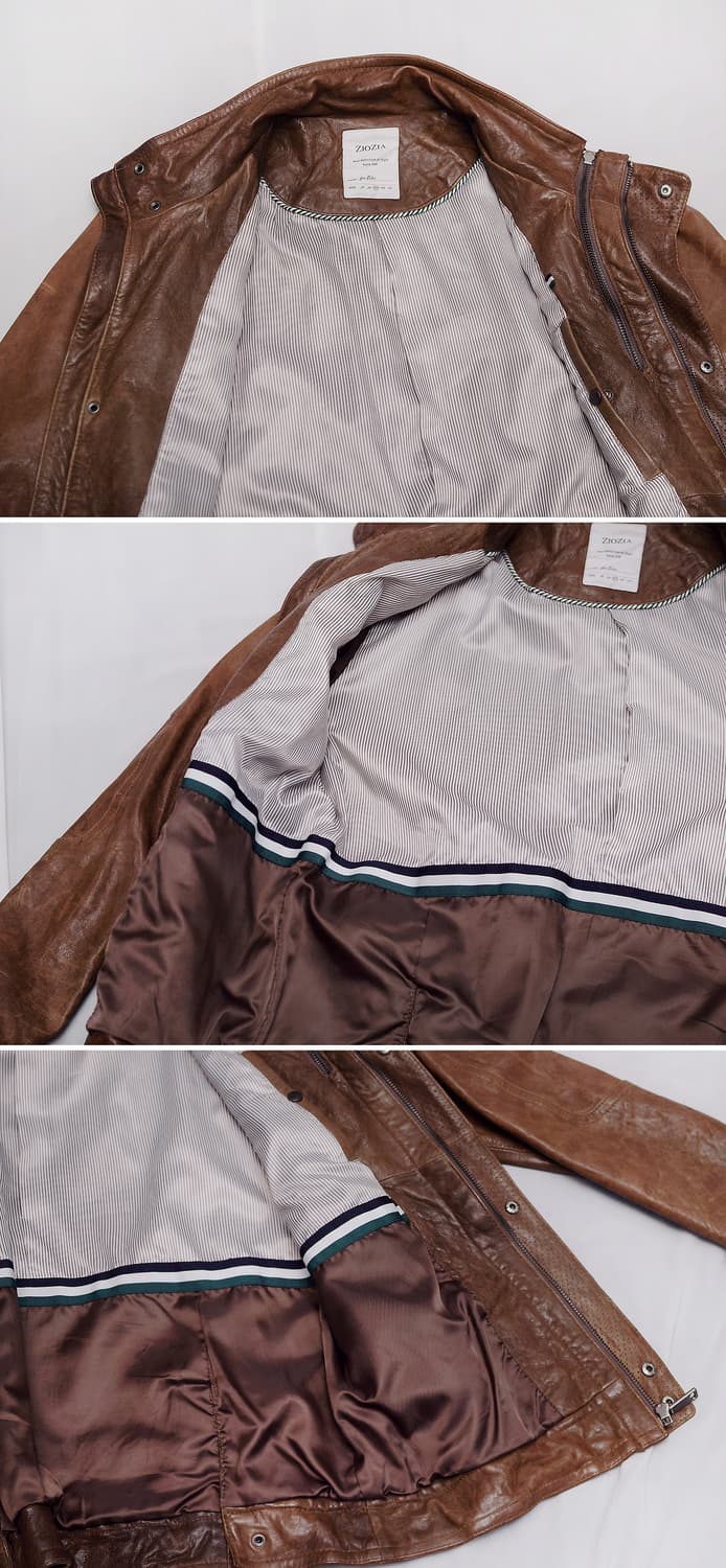 올드레더 워싱 브라운 쉽스킨 양가죽 라이더 자켓 (100) 상품이미지7