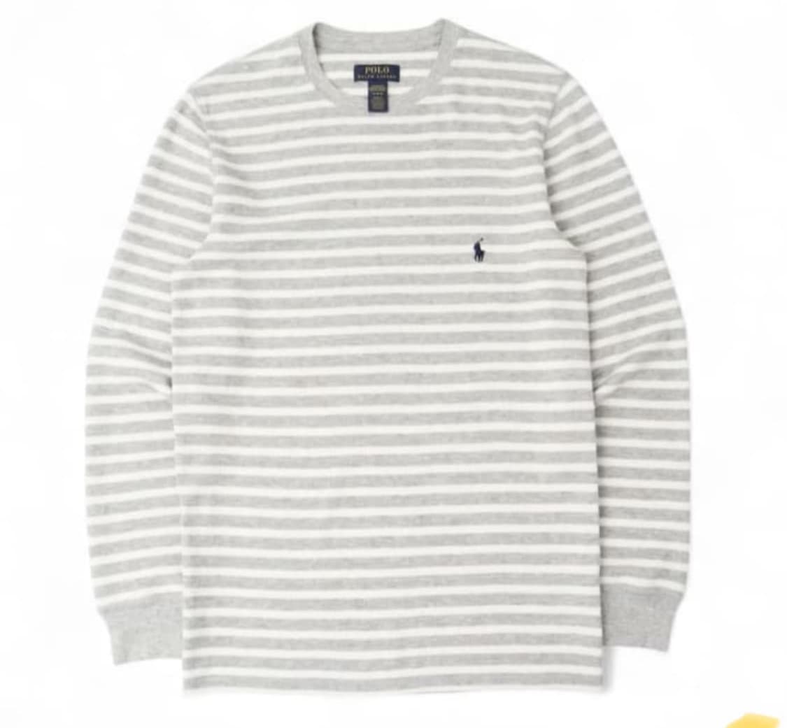 폴로 랄프로렌 그레이 스트라이프 와플 롱슬리브 티셔츠 엄성현티 상품이미지1