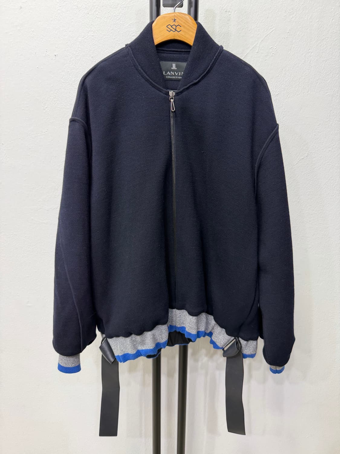 정품) LANVIN 랑방 한섬 가죽 디테일 집업 니트 자켓 88 상품이미지1