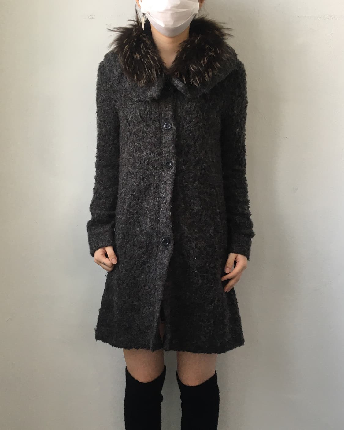 Fur collar point knit caridgna 상품이미지1