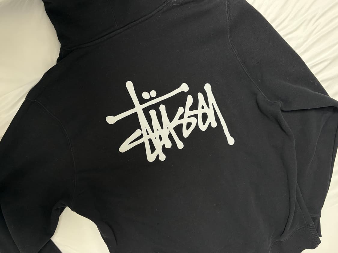 스투시 베이직 로고 후드 블랙 M 상품이미지3