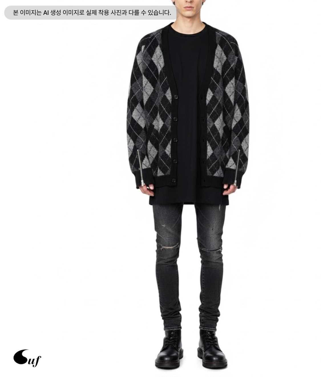 argyle mohair angora cardigan 상품이미지1